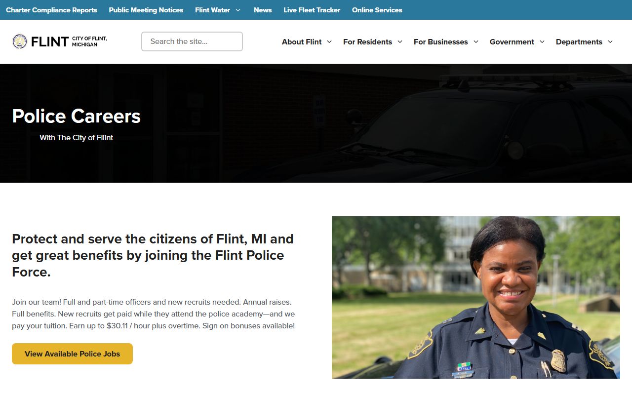 Flint Police Department website for Flint warrant records search