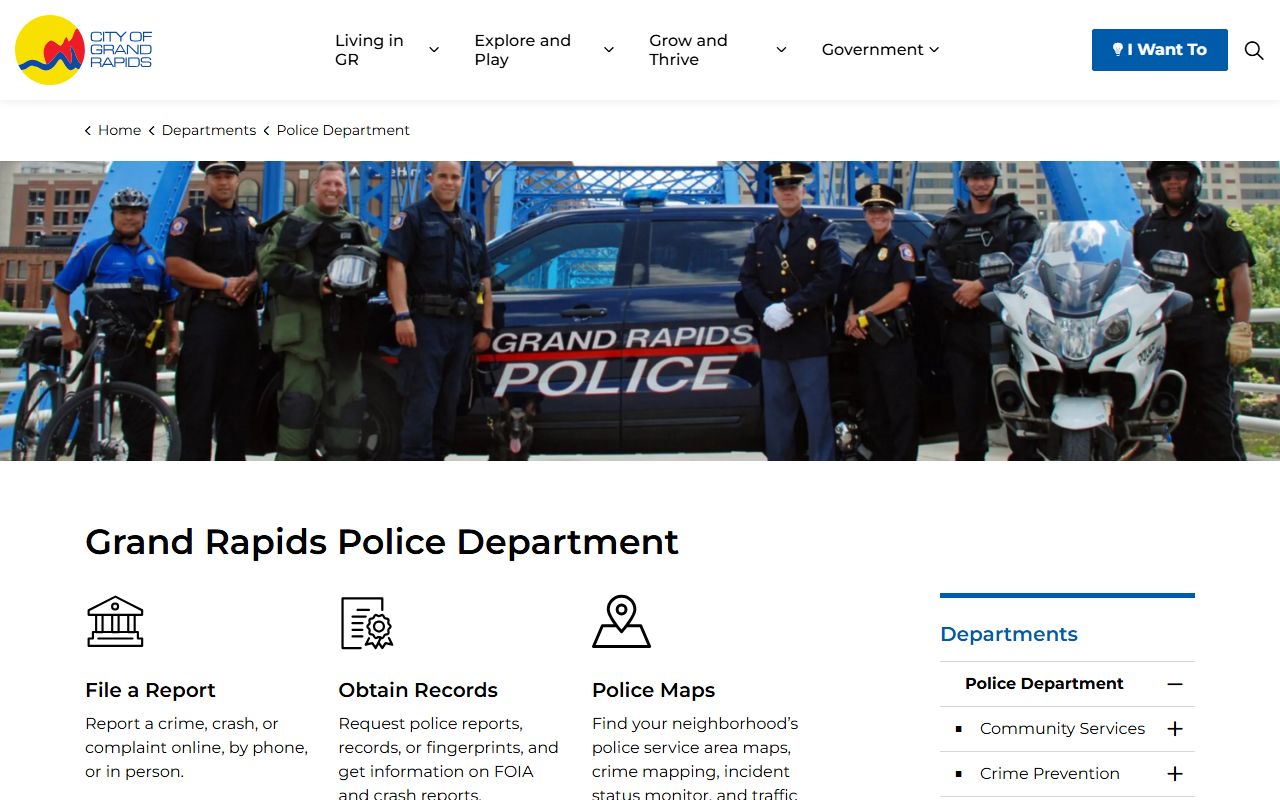 Grand Rapids Police Department website for warrant records search