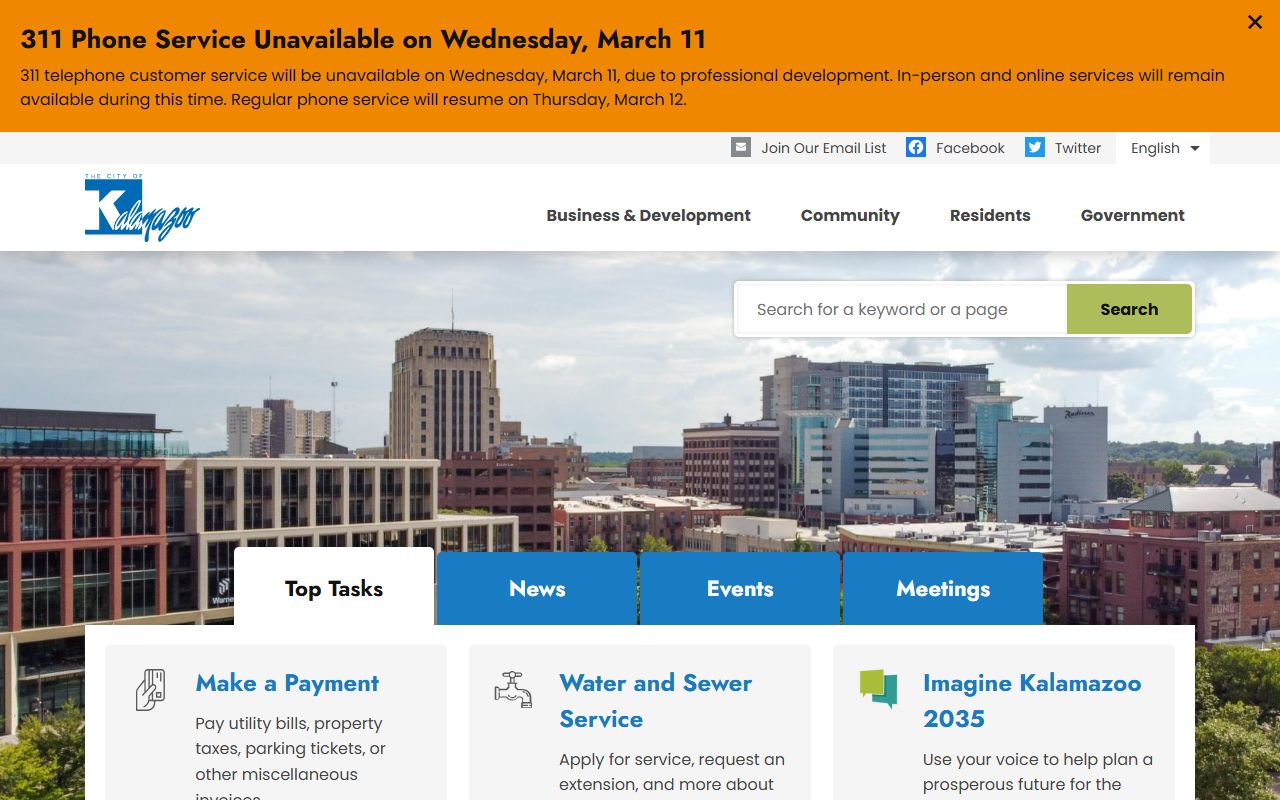 City of Kalamazoo Department of Public Safety website for warrant records