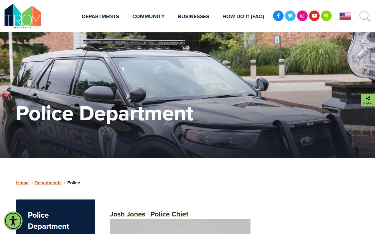 Troy Police Department website for warrant records search
