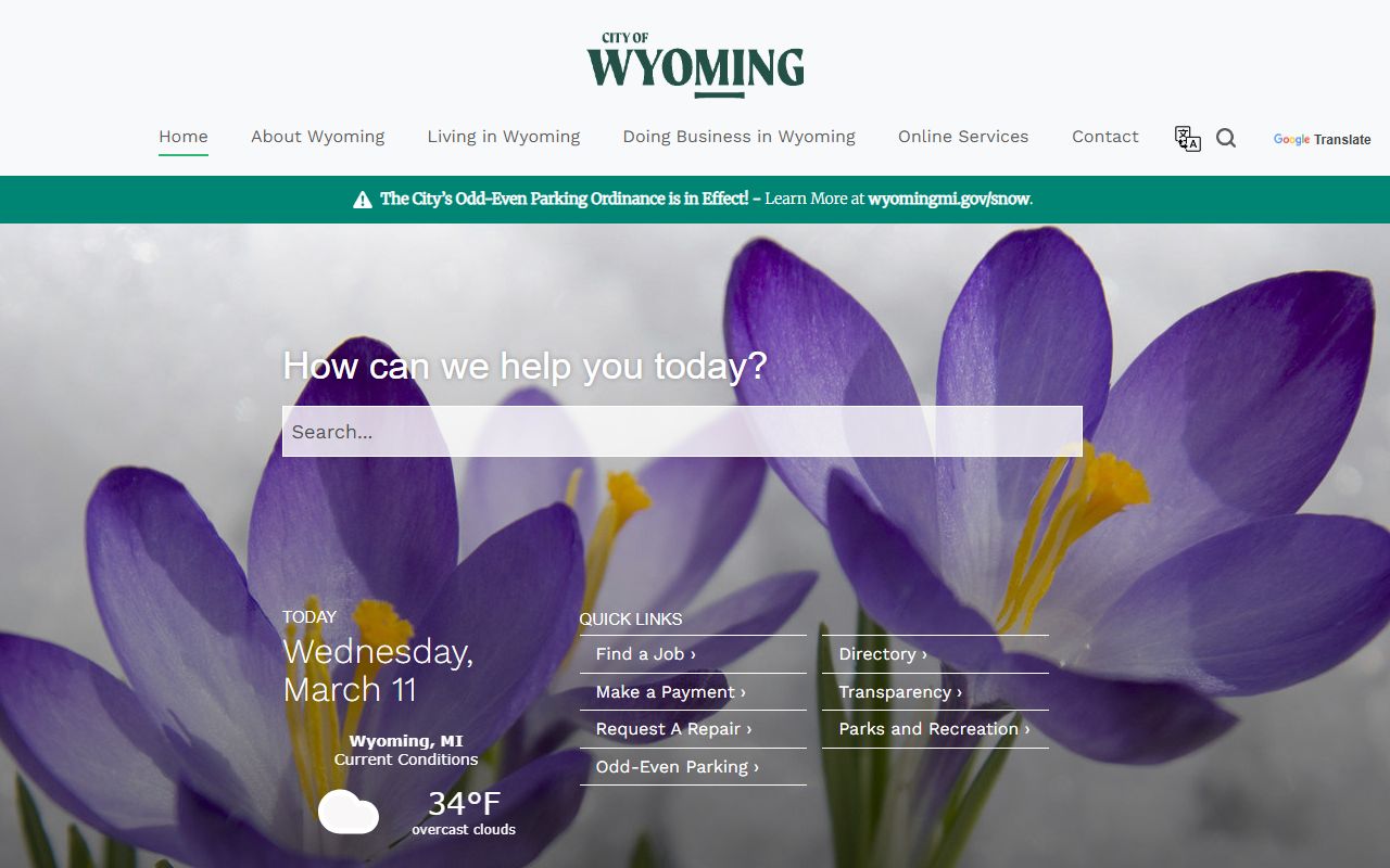 City of Wyoming Police Department website for warrant records