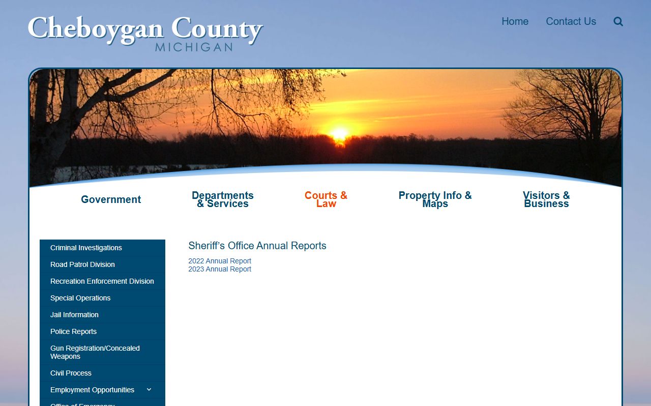 Cheboygan County Sheriff website for warrant records