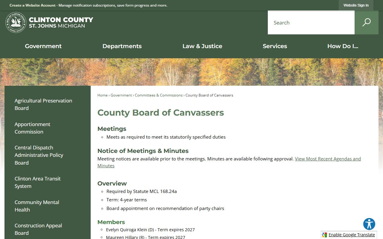 Clinton County Sheriff website for warrant records