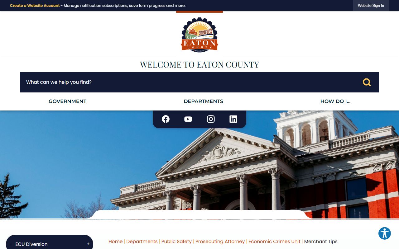 Eaton County Sheriff website for warrant record inquiries